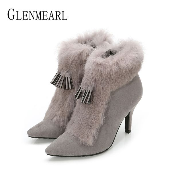 women boots winter shoes high heels real fur woman ankle boots pointed toe fashion tassel warm plush winter size de, Black
women boots winter shoes high heels real fur woman ankle boots pointed toe fashion tassel warm plush winter size de, Black