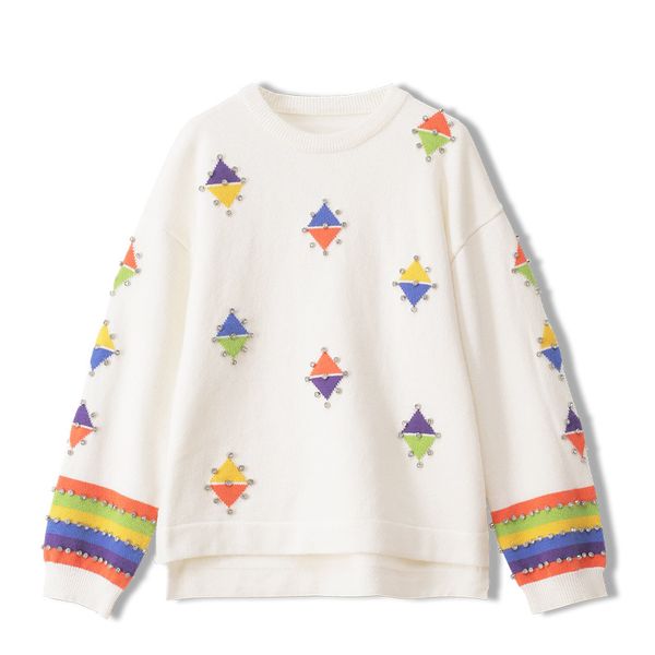fall spring knitted pullover women geometric pattern beaded sweater long sleeve o-neck casual outerwear pull femme ta41005, White;black
fall spring knitted pullover women geometric pattern beaded sweater long sleeve o-neck casual outerwear pull femme ta41005, White;black