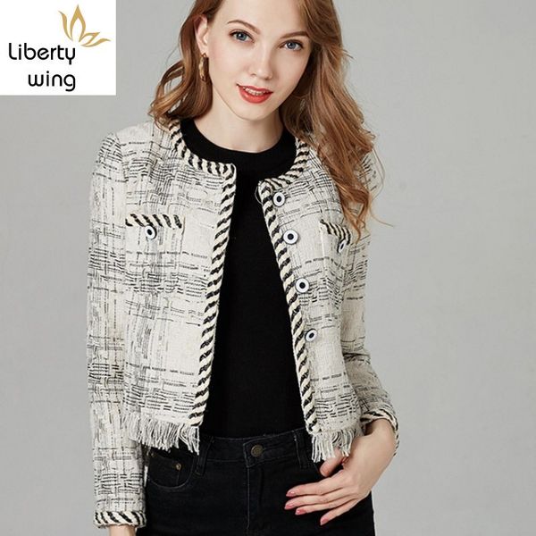 women's jackets women autumn tassels fringed tweed jacket short slim fit office ladies o neck long sleeve spliced twill party coat, Black;brown
women's jackets women autumn tassels fringed tweed jacket short slim fit office ladies o neck long sleeve spliced twill party coat, Black;brown
