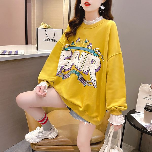 2020 осень корейского стиля письмо печати с длинными рукавами женщин top sweatersweater свитер жир мм большого размером рыхлый живот покрыти, Black
2020 осень корейского стиля письмо печати с длинными рукавами женщин top sweatersweater свитер жир мм большого размером рыхлый живот покрыти, Black