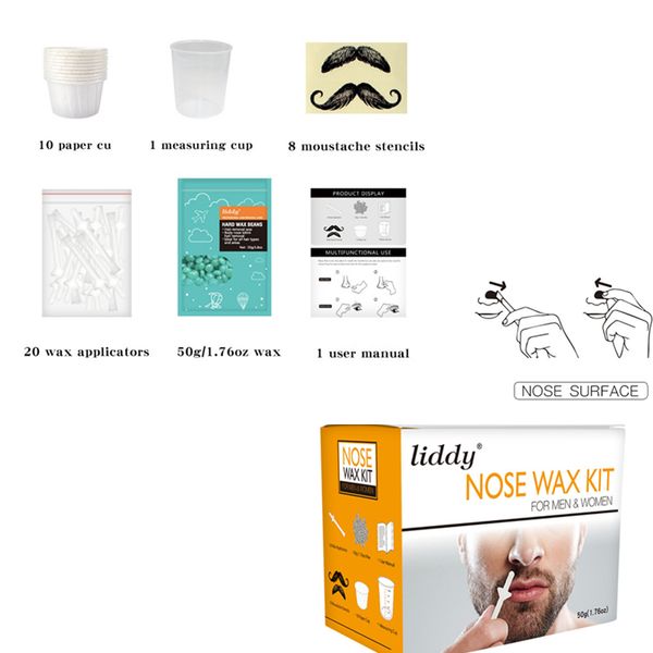 50g portable men's nose nasal ear hair removal wax kit with 8 pcs moustache stencils beads hairs painless removal wax bean
50g portable men's nose nasal ear hair removal wax kit with 8 pcs moustache stencils beads hairs painless removal wax bean