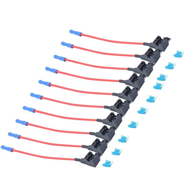 10 pieces add a circuit low profile mini blade fuse holder with 15a fuses 
10 pieces add a circuit low profile mini blade fuse holder with 15a fuses