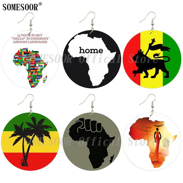 somesoor african map wooden drop earrings black power fist afro ethnic lion headwrap woman both sides printed for women gifts, Silver
somesoor african map wooden drop earrings black power fist afro ethnic lion headwrap woman both sides printed for women gifts, Silver