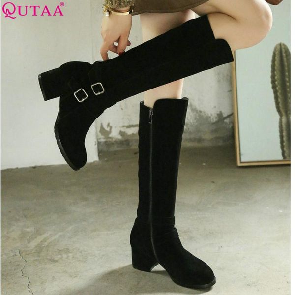 qutaa 2020 women knee high boots kid suede square med heel all match round toe zipper women motorcycle boots size 34-40, Black
qutaa 2020 women knee high boots kid suede square med heel all match round toe zipper women motorcycle boots size 34-40, Black