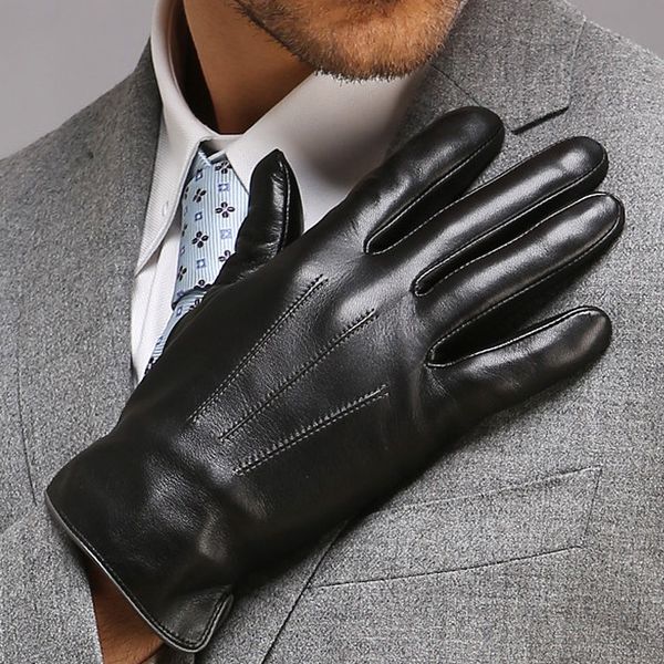 autumn winter men' genuine leather gloves male warm plush lined touchscreen sheepskin gloves driving touch mittens t200915, Blue;gray 
autumn winter men' genuine leather gloves male warm plush lined touchscreen sheepskin gloves driving touch mittens t200915, Blue;gray