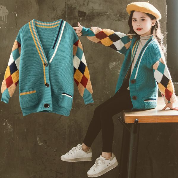 fashion baby girl sweater lozenge knitted cardigans for teenagers autumn teen girls clothing winter children's clothes 4 8 12yrs, Blue
fashion baby girl sweater lozenge knitted cardigans for teenagers autumn teen girls clothing winter children's clothes 4 8 12yrs, Blue