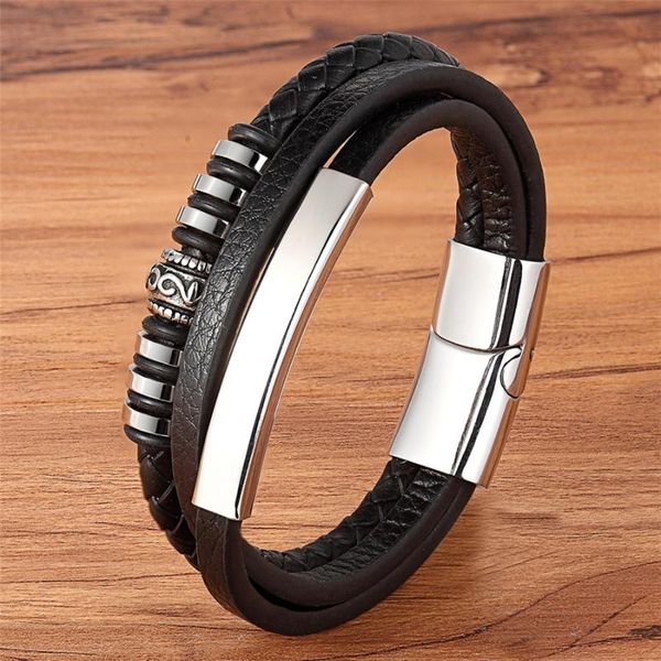 stainless steel genuine leather bracelet for men geometrically irregular graphics black brown color accessories jewelry, Golden;silver
stainless steel genuine leather bracelet for men geometrically irregular graphics black brown color accessories jewelry, Golden;silver