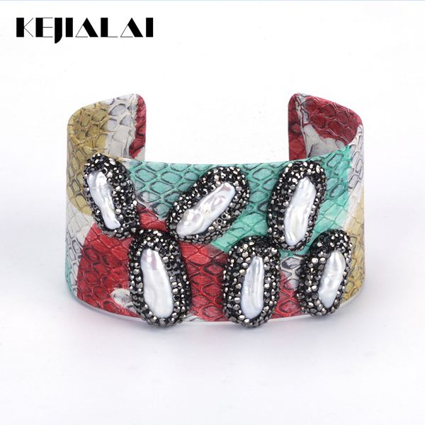 bangle kejialai python leaher bracelets bangles adjustable size geometric for women personality luxury pearl bracelet b214, Black
bangle kejialai python leaher bracelets bangles adjustable size geometric for women personality luxury pearl bracelet b214, Black