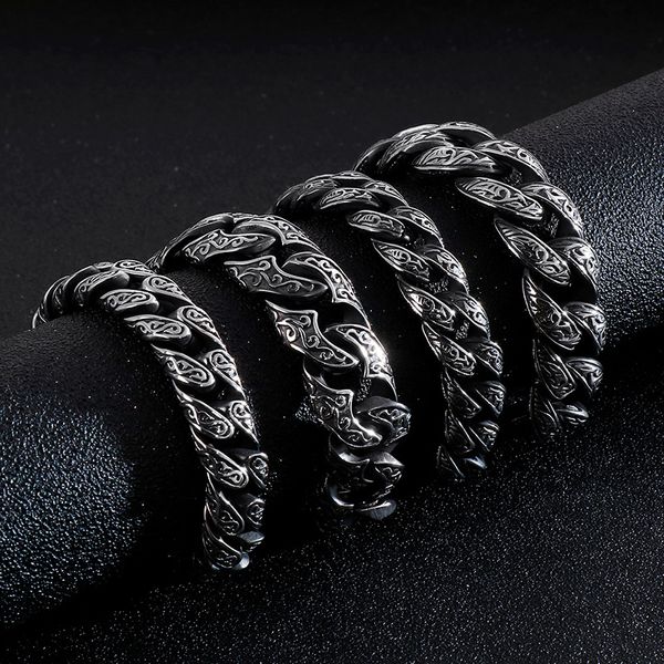 punk rock men curb cuban link chain bracelet heavy vintage stainless steel charm biker bracelet hiphop chunky bangle jewelry, Black
punk rock men curb cuban link chain bracelet heavy vintage stainless steel charm biker bracelet hiphop chunky bangle jewelry, Black