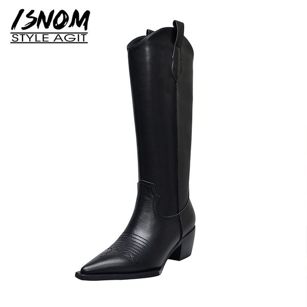 isnom western boots women knee high cowboy boots fashion pointed toe sewing shoes female high heels thick shoes ladies autumn, Black
isnom western boots women knee high cowboy boots fashion pointed toe sewing shoes female high heels thick shoes ladies autumn, Black