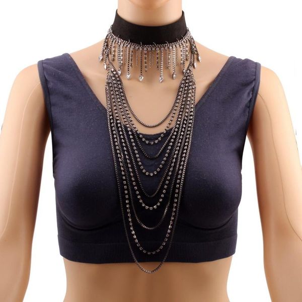 florate statement tear drop crystal pendant choker necklace women design chunky chain collar ribbon bib multi layers necklace, Golden;silver
florate statement tear drop crystal pendant choker necklace women design chunky chain collar ribbon bib multi layers necklace, Golden;silver