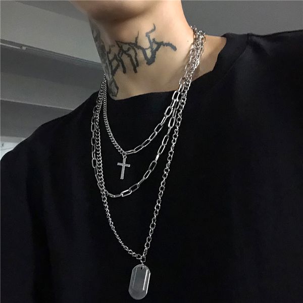 punk chain cross necklace men fashion rock style stainless steel multilayer geometric pendant necklace for women, Silver
punk chain cross necklace men fashion rock style stainless steel multilayer geometric pendant necklace for women, Silver