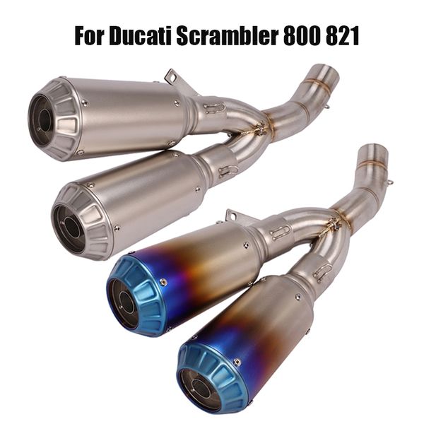 motorcycle exhaust dual-outlet mid pipe connect tube escape muffler tips baffles slip on for 800 821
motorcycle exhaust dual-outlet mid pipe connect tube escape muffler tips baffles slip on for 800 821