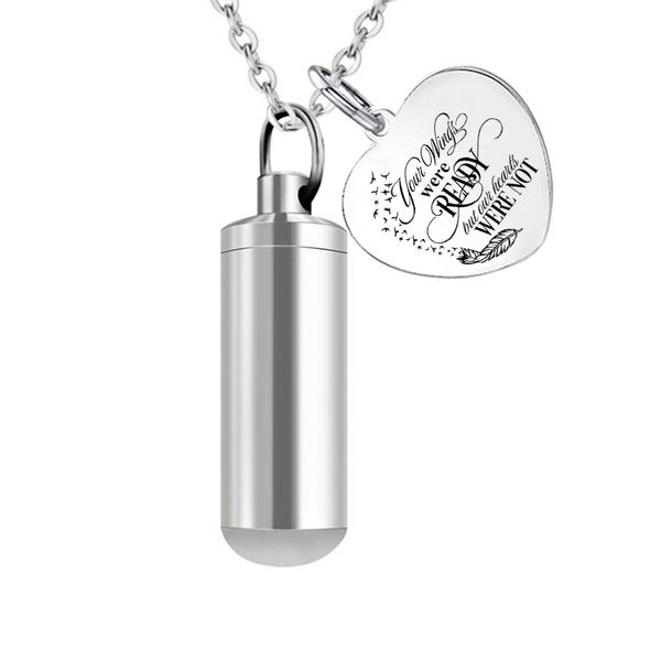 cremation urn for ashes pet/human keepsake silver stainless steel cylinder memorial ashes jewelry -your wings were ready but our heart were
cremation urn for ashes pet/human keepsake silver stainless steel cylinder memorial ashes jewelry -your wings were ready but our heart were
