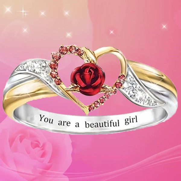 wedding rings exquisite love red rose ring classic heart-shaped flower women's fashion engagement banquet all-match jewelry, Slivery;golden
wedding rings exquisite love red rose ring classic heart-shaped flower women's fashion engagement banquet all-match jewelry, Slivery;golden
