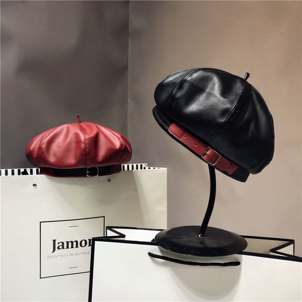 berets temperament vintage leather buckle pu beret women's autumn and winter fashion easy match flat painter hat, Blue;gray
berets temperament vintage leather buckle pu beret women's autumn and winter fashion easy match flat painter hat, Blue;gray