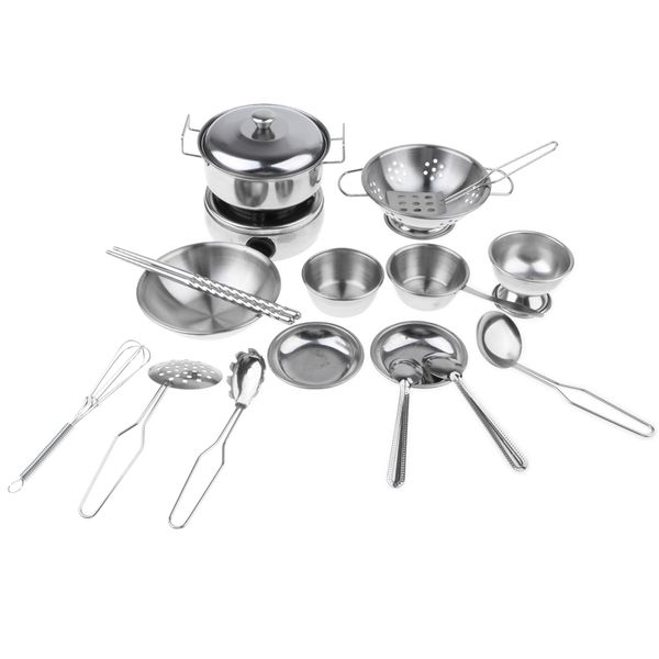 18pcs silver kids pretend play real cooking stainless steel cookware stove pan spoon utensils kitchen creative toy set role playing
18pcs silver kids pretend play real cooking stainless steel cookware stove pan spoon utensils kitchen creative toy set role playing