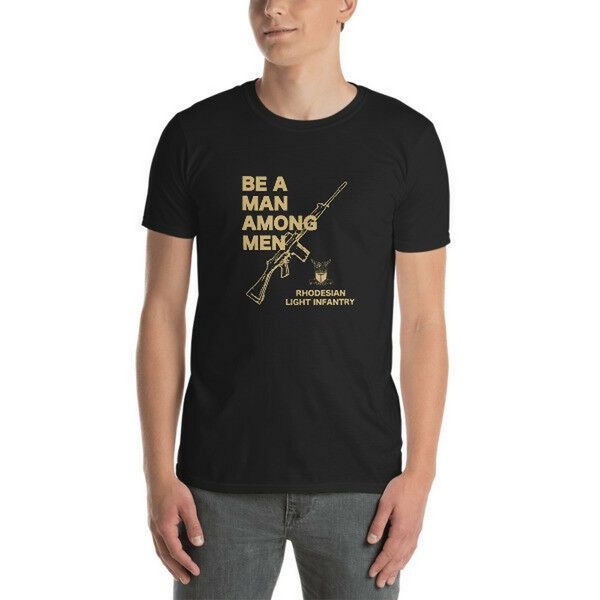 be a man among men rhodesia t-shirt, rhodesian light infantry black tan shirt cotton loose plus size tee shirt
be a man among men rhodesia t-shirt, rhodesian light infantry black tan shirt cotton loose plus size tee shirt
