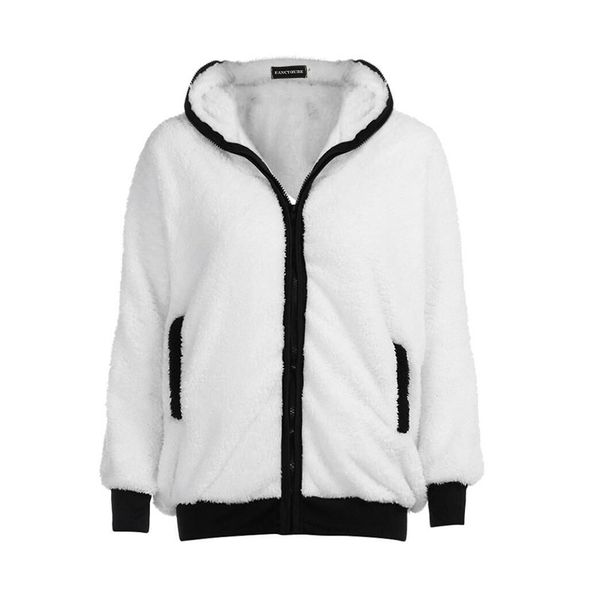 women jacket warm black and white panda hooded coat zipper lady autumn winter korean plush outerwear with ears, Black;brown
women jacket warm black and white panda hooded coat zipper lady autumn winter korean plush outerwear with ears, Black;brown