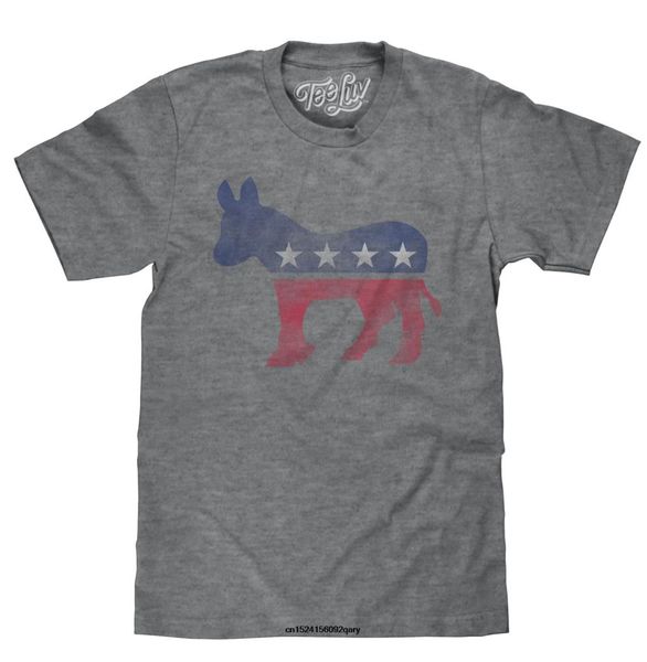 men funny t shirt women cool tshirt democrat donkey t-shirt grey poly cotton blend classic look