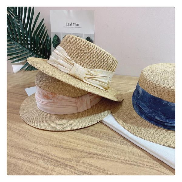 stingy brim hats 202101-dupian11 hand woven fine raffia grass color bowknot lady fedoras cap women beach flat leisure hat, Blue;gray 
stingy brim hats 202101-dupian11 hand woven fine raffia grass color bowknot lady fedoras cap women beach flat leisure hat, Blue;gray