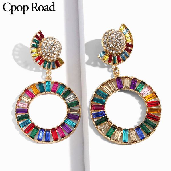 cpop colourful alloy rhinestone zircon earring hollow circle pendent ear studs earrings fashion jewelry women accessories gifts, Silver
cpop colourful alloy rhinestone zircon earring hollow circle pendent ear studs earrings fashion jewelry women accessories gifts, Silver