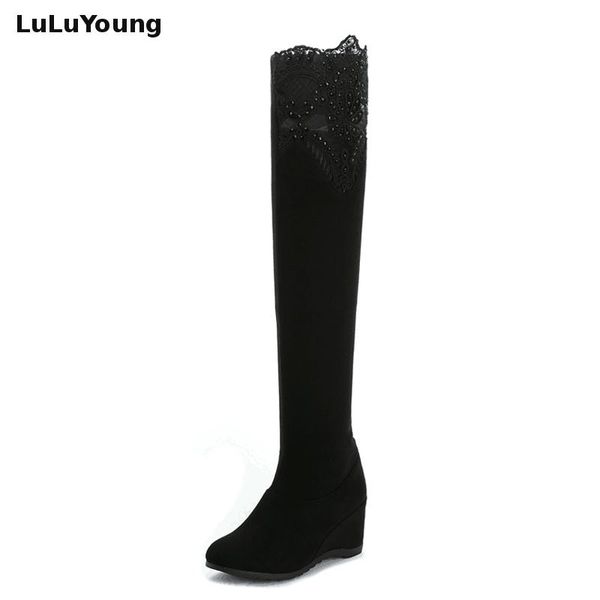 autumn shoes women high boots lace high-heeled boots knee high elastic increased heel knee sy-2483, Black
autumn shoes women high boots lace high-heeled boots knee high elastic increased heel knee sy-2483, Black