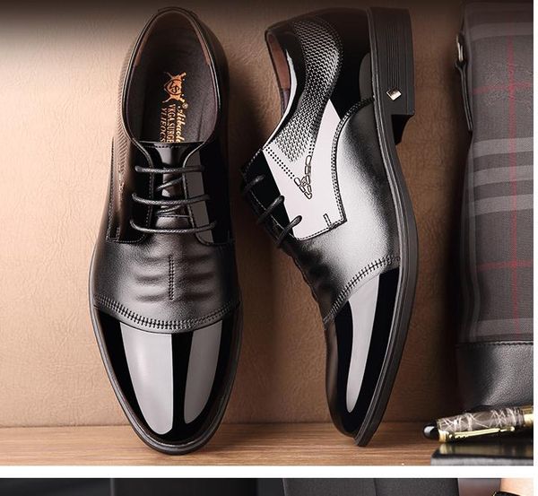 men's shoes in spring and autumn low heel pointed end @op18, Black