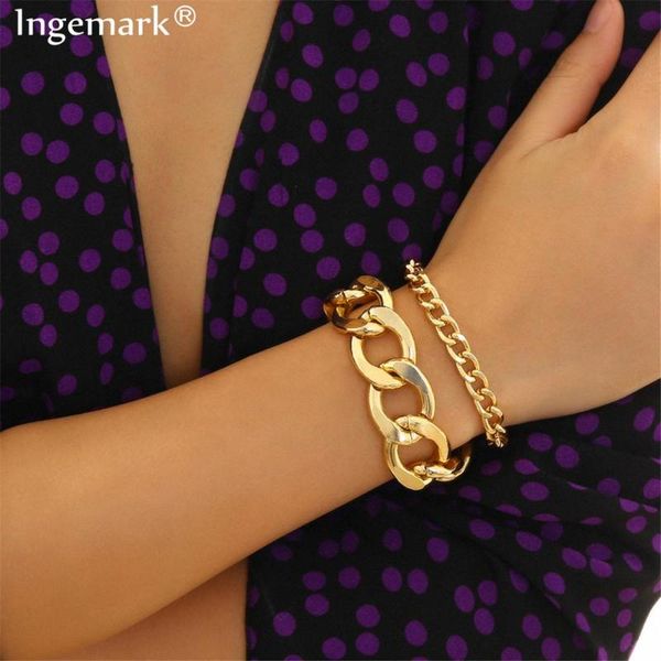 ingemark 2 pcs/set snake lock chain bracelets bangles armband femme accesory mujer punk thick chain bracelet couple jewelry 2020, Black
ingemark 2 pcs/set snake lock chain bracelets bangles armband femme accesory mujer punk thick chain bracelet couple jewelry 2020, Black