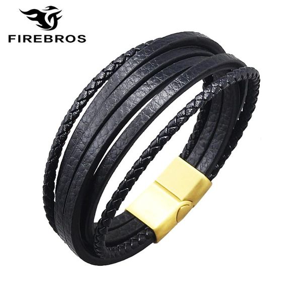 firebros black gold silver color stainless steel magnetic buckle multilayers genuine leather bracelet men rock punk jewelry gift
firebros black gold silver color stainless steel magnetic buckle multilayers genuine leather bracelet men rock punk jewelry gift