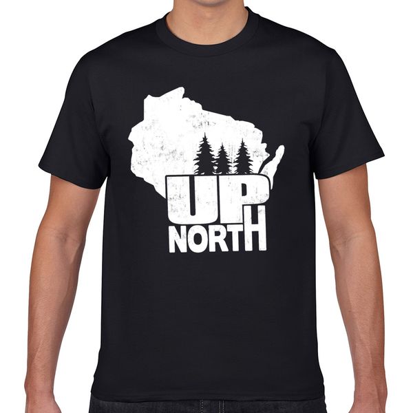 t shirt men wisconsin up north fashion white geek print male tshirt xxxl