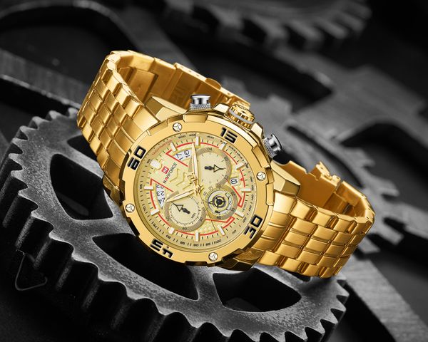 naviforce mens watches sport chronograph luxury gold watch men quartz wristwatch date waterproof clock relogio masculino nf9175, Slivery;brown
naviforce mens watches sport chronograph luxury gold watch men quartz wristwatch date waterproof clock relogio masculino nf9175, Slivery;brown