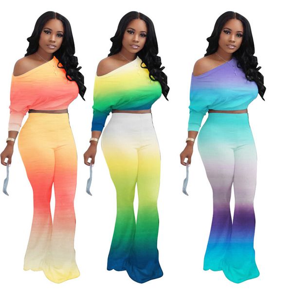 gradient color batwing sleeve t shirts womens designer casual boot cut pants autumn fashion women 2pcs outfit clothing, White
gradient color batwing sleeve t shirts womens designer casual boot cut pants autumn fashion women 2pcs outfit clothing, White