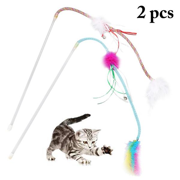 cat toys 2pcs pet teaser multi color bird feather wand with bell catcher stick interactive playing training
cat toys 2pcs pet teaser multi color bird feather wand with bell catcher stick interactive playing training