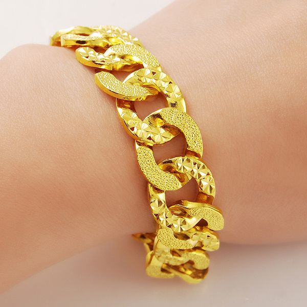 link, chain 24k gold color plated bracelets jewelry for men srebrna bransoletka pulsera de plata, Black
link, chain 24k gold color plated bracelets jewelry for men srebrna bransoletka pulsera de plata, Black