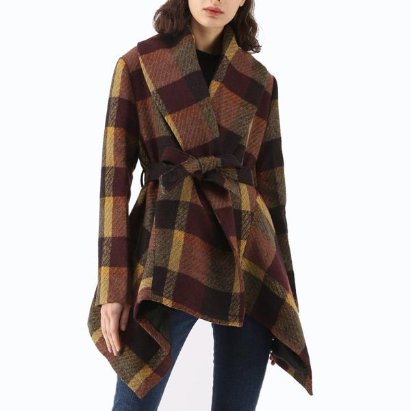 woolen coat women autumn winter thick warm grid belt frenum irregular overcoat wool coat female, Black
woolen coat women autumn winter thick warm grid belt frenum irregular overcoat wool coat female, Black