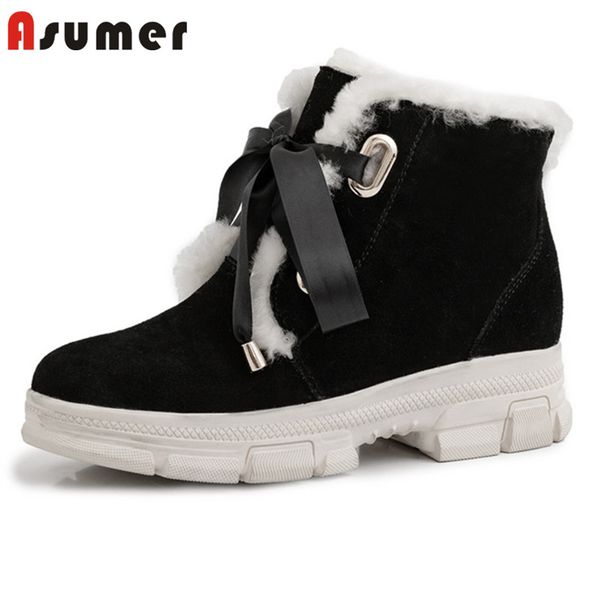 asumer 2020 new arrival ankle boots women suede leather thick fur winter boots lace up round toe comfortable flat shoes woman, Black
asumer 2020 new arrival ankle boots women suede leather thick fur winter boots lace up round toe comfortable flat shoes woman, Black