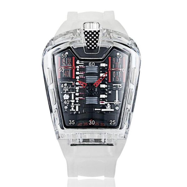 men's fashion trend personality classic quartz watch luxury racing silicone strap clock transparent movemen relogio, Slivery;brown
men's fashion trend personality classic quartz watch luxury racing silicone strap clock transparent movemen relogio, Slivery;brown