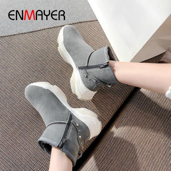 enmayer 2020 cow suede flat with med heels leather boots women slip-on winter women snow boots round toe ankle size 34-40, Black
enmayer 2020 cow suede flat with med heels leather boots women slip-on winter women snow boots round toe ankle size 34-40, Black