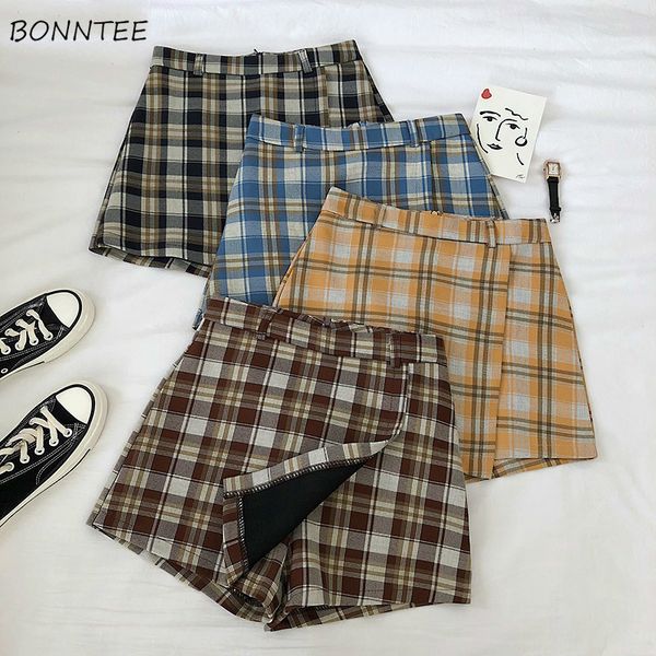 shorts skirts women autumn high-waist plaid korean style casual zipper vintage fashion a-line students slim elegant simple chic, White;black
shorts skirts women autumn high-waist plaid korean style casual zipper vintage fashion a-line students slim elegant simple chic, White;black