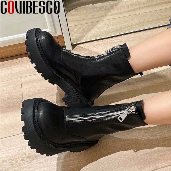 covibesco new platforms women ankle boots autumn winter front zipper shoes woman genuine leather fashion concise casual boots, Black
covibesco new platforms women ankle boots autumn winter front zipper shoes woman genuine leather fashion concise casual boots, Black