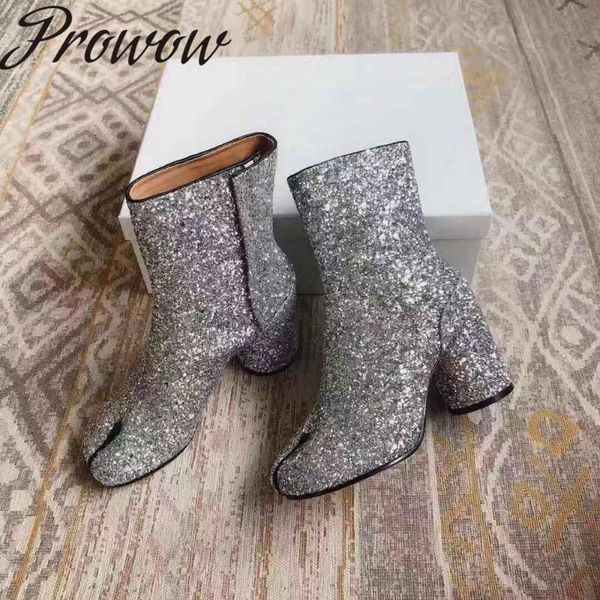 prowow new genuine leather glitter square toe ankle boots zip side round heel high heel boots shoes women, Black
prowow new genuine leather glitter square toe ankle boots zip side round heel high heel boots shoes women, Black