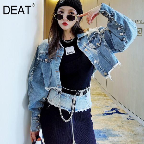 deat 2020 autumn new single-breasted long sleeve high waist short denim women's loose all-match casual coat wo04505m, Black
deat 2020 autumn new single-breasted long sleeve high waist short denim women's loose all-match casual coat wo04505m, Black
