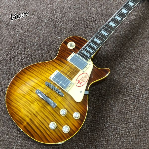 custom standard electric guitar. sunburst tiger flame gitaar.chrome hardware.one piece neck and body
custom standard electric guitar. sunburst tiger flame gitaar.chrome hardware.one piece neck and body