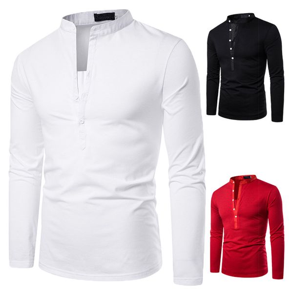 solid color deep v design long sleeve t-shirt men's stand collar long sleeve pullover autumn men's, White;black
solid color deep v design long sleeve t-shirt men's stand collar long sleeve pullover autumn men's, White;black