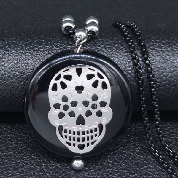 afawa skull stainless steel chain necklace for women black color natural stone necklaces pendants jewelry joyas nfb10s04, Silver
afawa skull stainless steel chain necklace for women black color natural stone necklaces pendants jewelry joyas nfb10s04, Silver