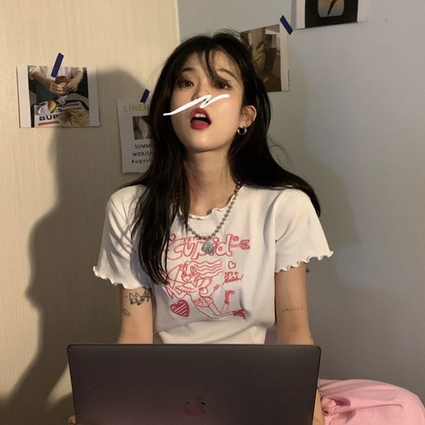 summer 2020 new korean style internet white celebrity embroidered curling short-sleeved t-shirt women's ins super slim short white t, White;black
summer 2020 new korean style internet white celebrity embroidered curling short-sleeved t-shirt women's ins super slim short white t, White;black
