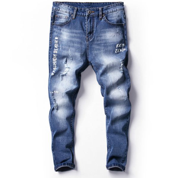 2020 new men's slim straight elastic business mens torn skinny jeans zip fashion classic style jeans denim pants men trousers, Blue
2020 new men's slim straight elastic business mens torn skinny jeans zip fashion classic style jeans denim pants men trousers, Blue