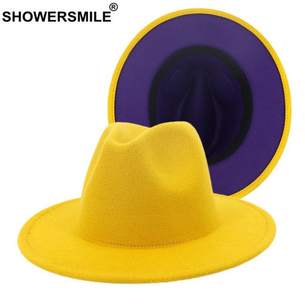 showersmile women fedora wool felt jazz cap yellow purple patchwork male female wide brim panama vintage cowboy trilby hat, Blue;gray
showersmile women fedora wool felt jazz cap yellow purple patchwork male female wide brim panama vintage cowboy trilby hat, Blue;gray