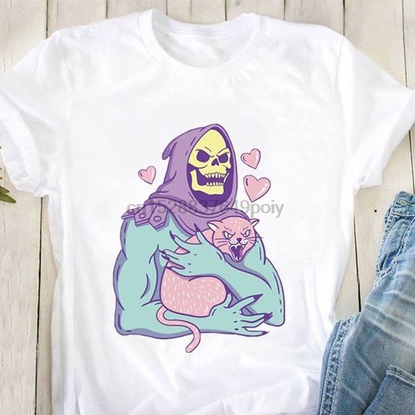 skeletor hug the cat t-shirt